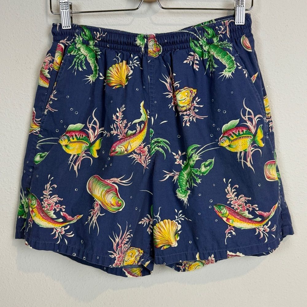 Vintage Reyn Spooner 90s Navy Tropical Fish Swim Trunks M